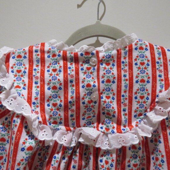 LANZ OF SALZBURG Tyrolean Cotton Flannel Floral Heart Nightgown Dress Prairie - Picture 10 of 14